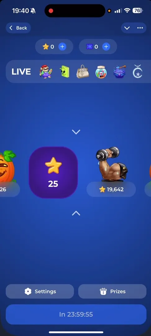 Результат открытия бесплатного кейса — выигрыш звезд