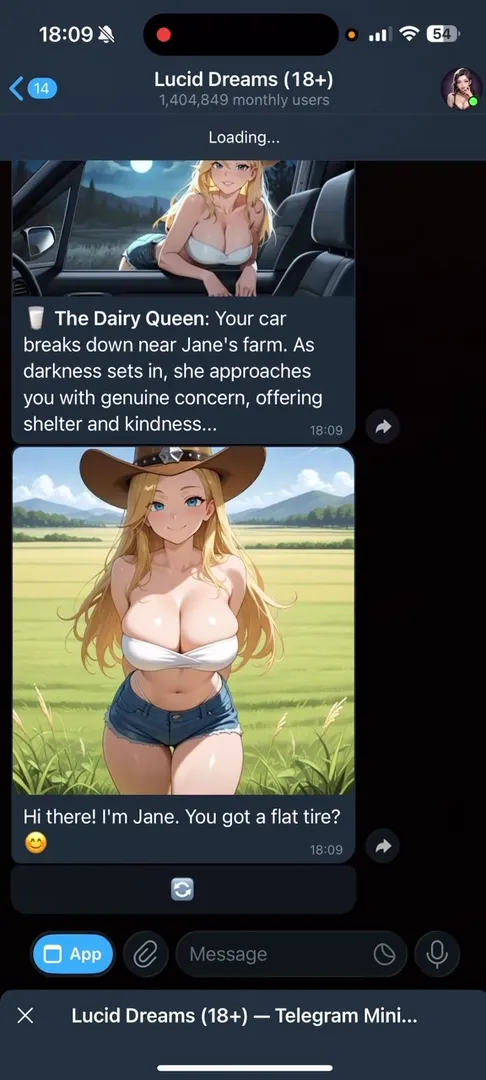 Интерфейс диалога с персонажем Jane в Lucid Dreams