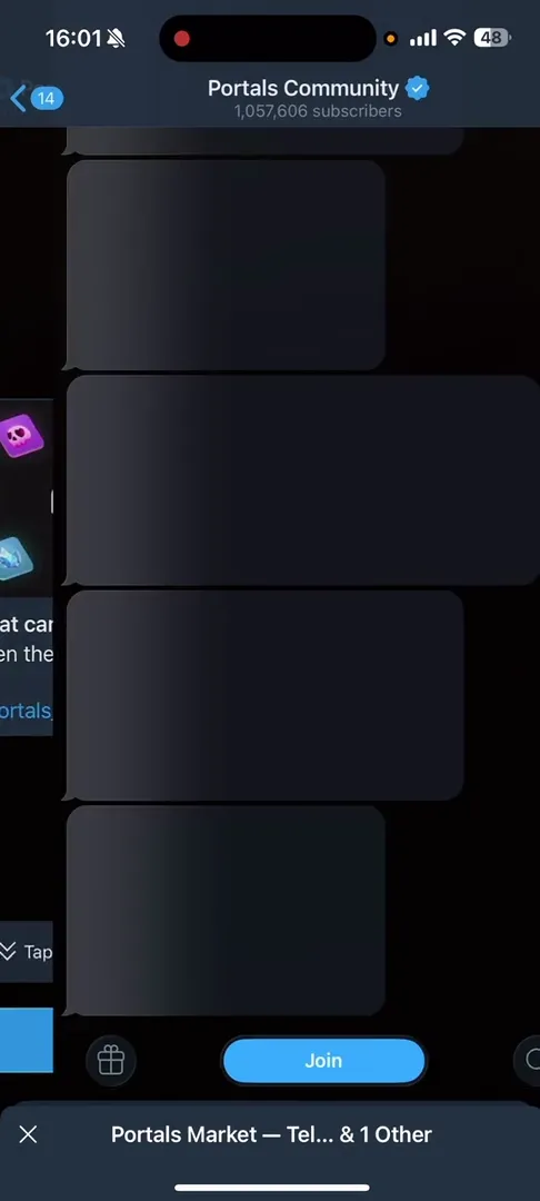 Официальный Telegram-канал Portals Community с более чем миллионом подписчиков