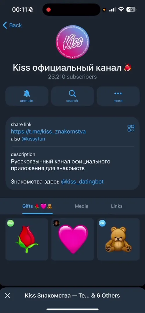 Официальный Telegram-канал проекта Kiss Знакомства