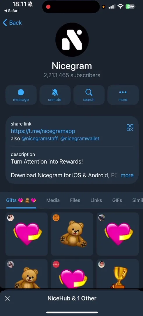 Официальный Telegram-канал проекта Nicegram с 2.2 млн подписчиков