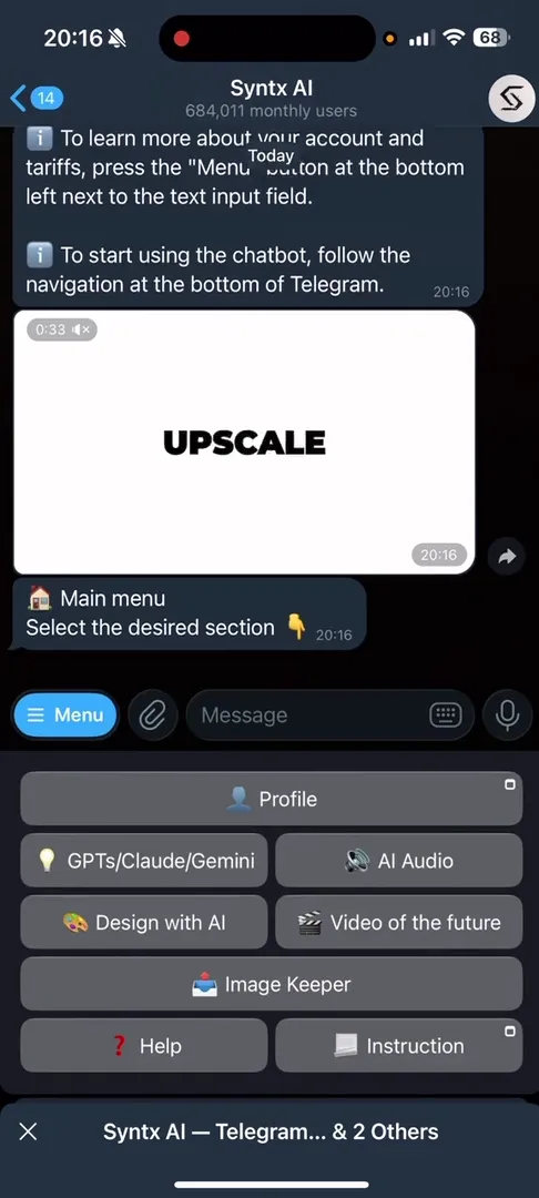 Главный экран приложения Syntx AI