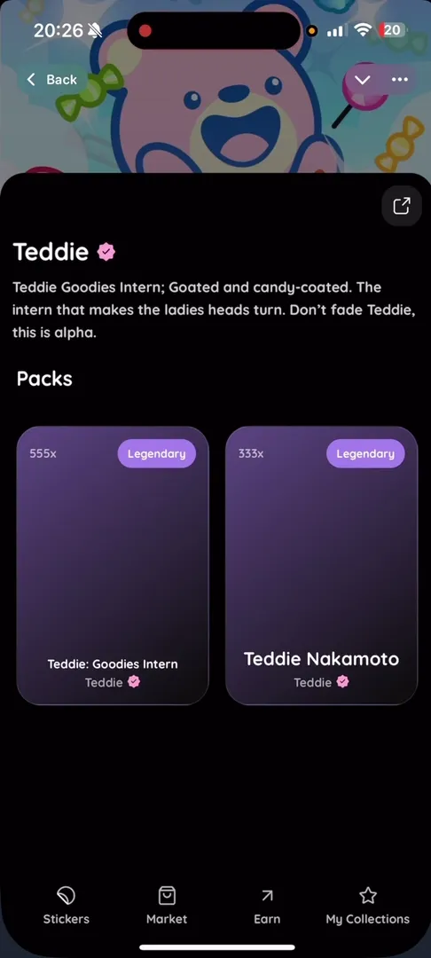 Раздел с выбором коллекций стикеров в Goodies