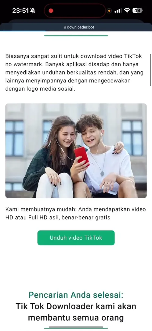 Веб-версия сайта Tik Tok Downloader